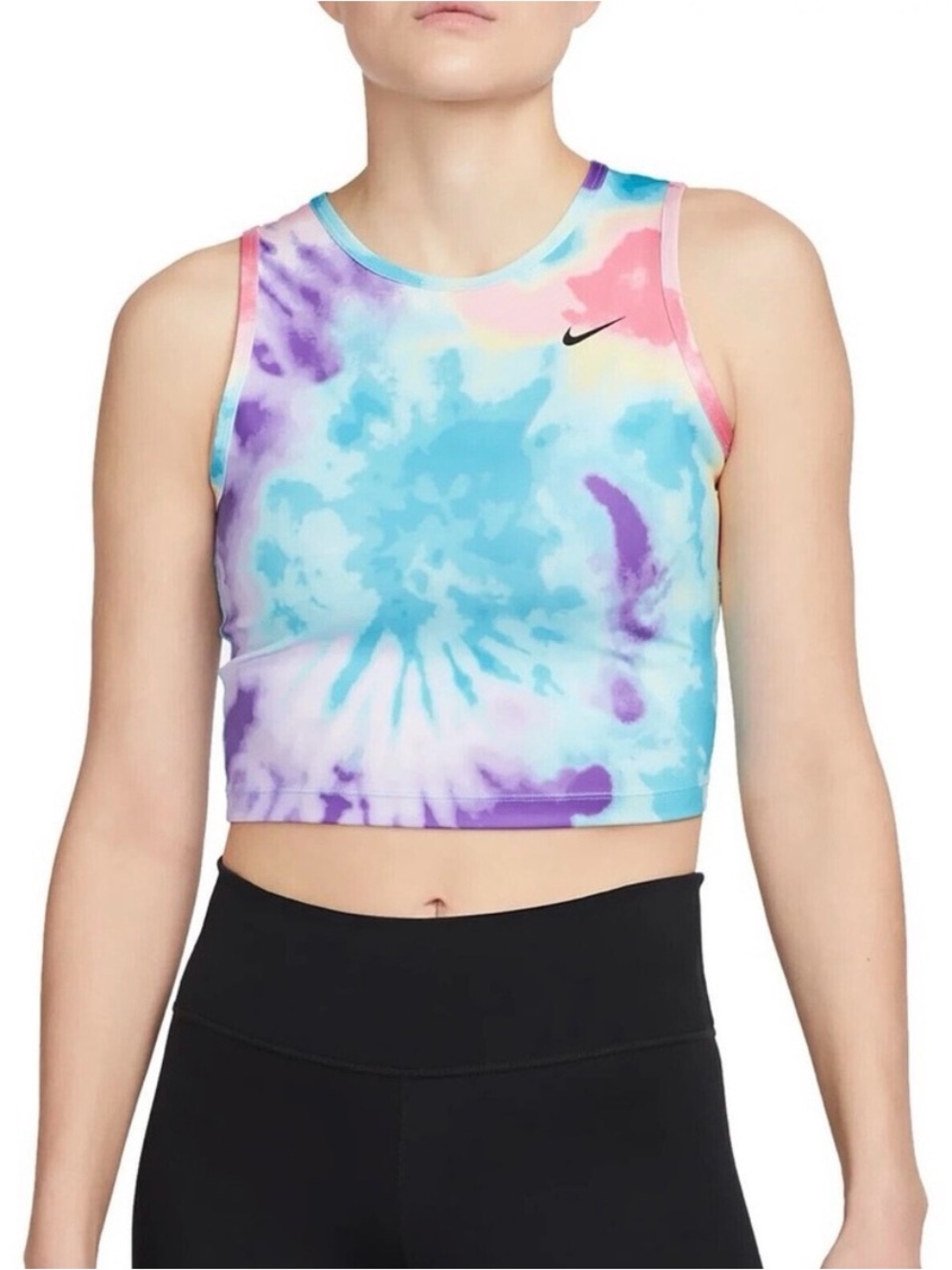 Nike Dri-FIT Tie Dye Cropped Tank Top Multicolor Workout Women’s Activewear M